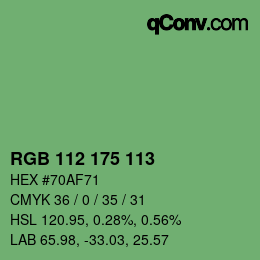 Color code: RGB 112 175 113 | qconv.com