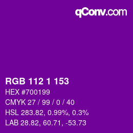 Color code: RGB 112 1 153 | qconv.com