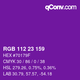 Code couleur: RGB 112 23 159 | qconv.com