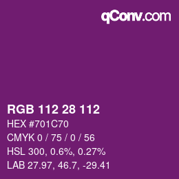 Color code: RGB 112 28 112 | qconv.com