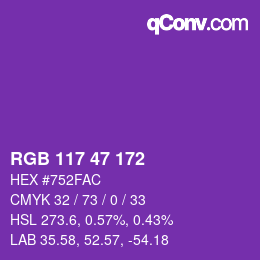 カラーコード: RGB 117 47 172 | qconv.com