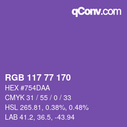 Code couleur: RGB 117 77 170 | qconv.com