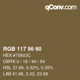 Color code: RGB 117 96 60 | qconv.com