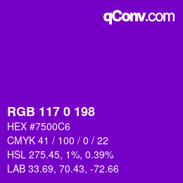 Color code: RGB 117 0 198 | qconv.com