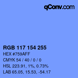 Color code: RGB 117 154 255 | qconv.com