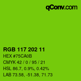 Farbcode: RGB 117 202 11 | qconv.com