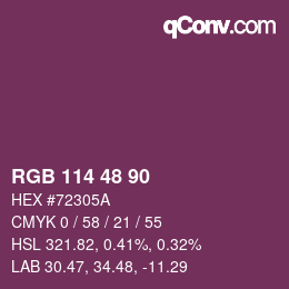 Código de color: RGB 114 48 90 | qconv.com