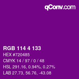 Code couleur: RGB 114 4 133 | qconv.com