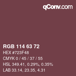 Color code: RGB 114 63 72 | qconv.com