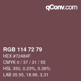 Color code: RGB 114 72 79 | qconv.com