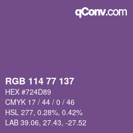 Farbcode: RGB 114 77 137 | qconv.com