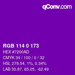 Color code: RGB 114 0 173 | qconv.com