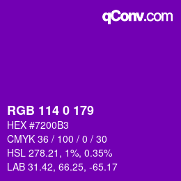 Color code: RGB 114 0 179 | qconv.com