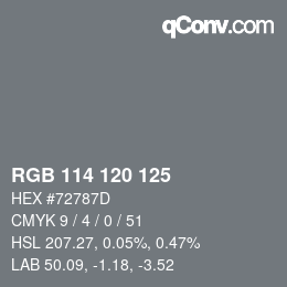 Código de color: RGB 114 120 125 | qconv.com