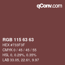 Color code: RGB 115 63 63 | qconv.com