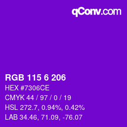 Color code: RGB 115 6 206 | qconv.com