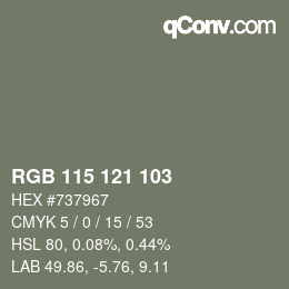 Farbcode: RGB 115 121 103 | qconv.com