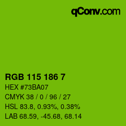 Color code: RGB 115 186 7 | qconv.com