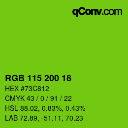 Farbcode: RGB 115 200 18 | qconv.com