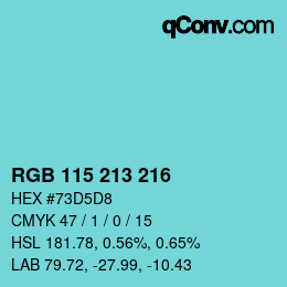 Código de color: RGB 115 213 216 | qconv.com