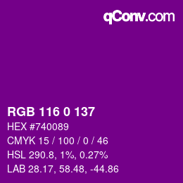 Farbcode: RGB 116 0 137 | qconv.com