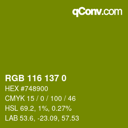 Farbcode: RGB 116 137 0 | qconv.com