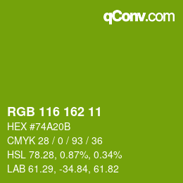 Código de color: RGB 116 162 11 | qconv.com