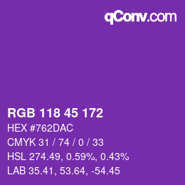 カラーコード: RGB 118 45 172 | qconv.com