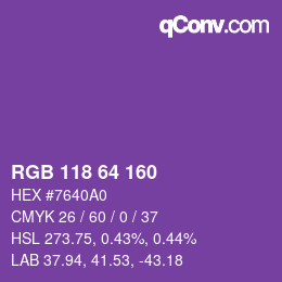 Color code: RGB 118 64 160 | qconv.com