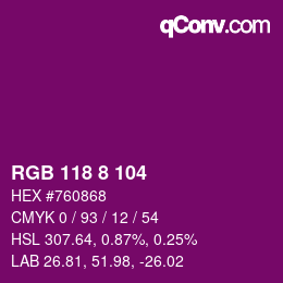 Código de color: RGB 118 8 104 | qconv.com