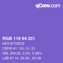 Color code: RGB 119 94 201 | qconv.com