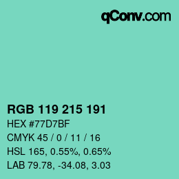 Color code: RGB 119 215 191 | qconv.com