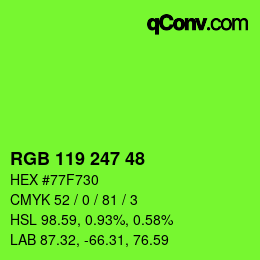 Color code: RGB 119 247 48 | qconv.com