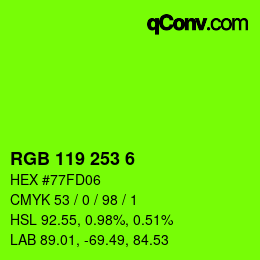 Code couleur: RGB 119 253 6 | qconv.com