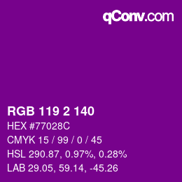 Code couleur: RGB 119 2 140 | qconv.com