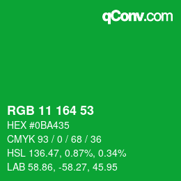 Color code: RGB 11 164 53 | qconv.com