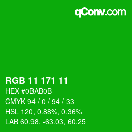 Color code: RGB 11 171 11 | qconv.com