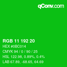 Código de color: RGB 11 192 20 | qconv.com