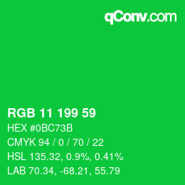 Color code: RGB 11 199 59 | qconv.com