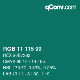 Code couleur: RGB 11 115 99 | qconv.com