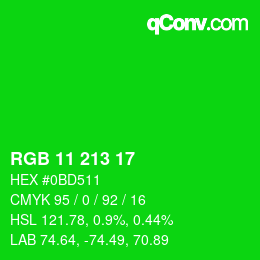 Color code: RGB 11 213 17 | qconv.com