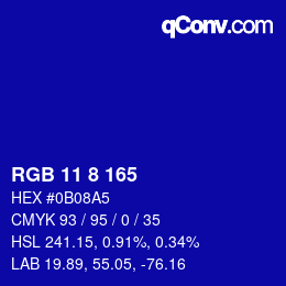 Color code: RGB 11 8 165 | qconv.com