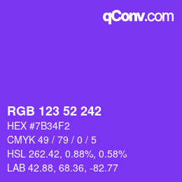 Farbcode: RGB 123 52 242 | qconv.com