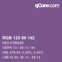 Code couleur: RGB 123 86 142 | qconv.com