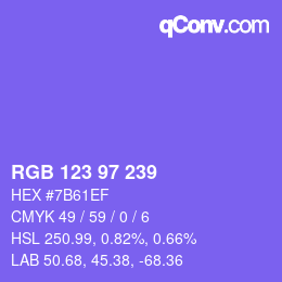 Color code: RGB 123 97 239 | qconv.com