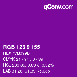 Code couleur: RGB 123 9 155 | qconv.com