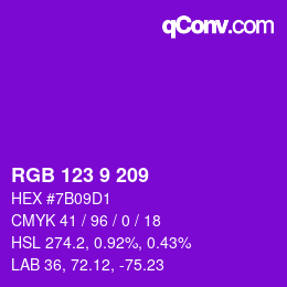 Código de color: RGB 123 9 209 | qconv.com