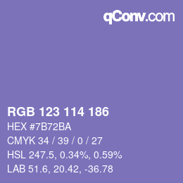 Color code: RGB 123 114 186 | qconv.com