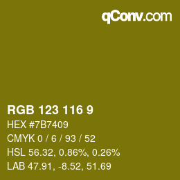 Código de color: RGB 123 116 9 | qconv.com