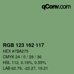 Código de color: RGB 123 162 117 | qconv.com